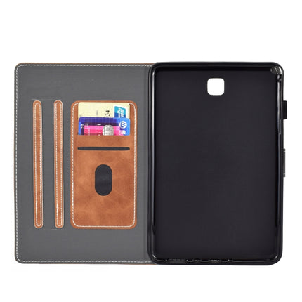 For Galaxy Tab A 8.0 (2015) T350 Embossing Sewing Thread Horizontal Painted Flat Leather Case with Sleep Function & Pen Cover & Anti Skid Strip & Card Slot & Holder(Brown)-garmade.com