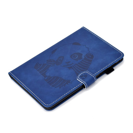 For Galaxy Tab A 8.0 (2015) T350 Embossing Sewing Thread Horizontal Painted Flat Leather Case with Sleep Function & Pen Cover & Anti Skid Strip & Card Slot & Holder(Blue)-garmade.com