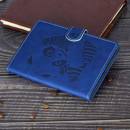 For Galaxy Tab A 8.0 (2015) T350 Embossing Sewing Thread Horizontal Painted Flat Leather Case with Sleep Function & Pen Cover & Anti Skid Strip & Card Slot & Holder(Blue)-garmade.com