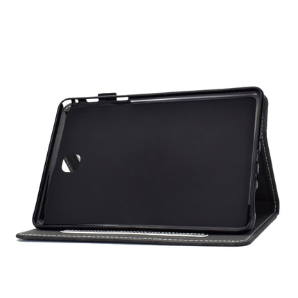 For Galaxy Tab A 8.0 (2015) T350 Embossing Sewing Thread Horizontal Painted Flat Leather Case with Sleep Function & Pen Cover & Anti Skid Strip & Card Slot & Holder(Black)-garmade.com