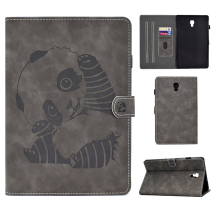 For Galaxy Tab A 10.5 T590 Embossing Sewing Thread Horizontal Painted Flat Leather Case with Sleep Function & Pen Cover & Anti Skid Strip & Card Slot & Holder(Gray)-garmade.com