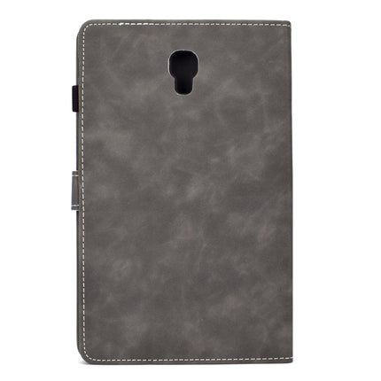 For Galaxy Tab A 10.5 T590 Embossing Sewing Thread Horizontal Painted Flat Leather Case with Sleep Function & Pen Cover & Anti Skid Strip & Card Slot & Holder(Gray)-garmade.com