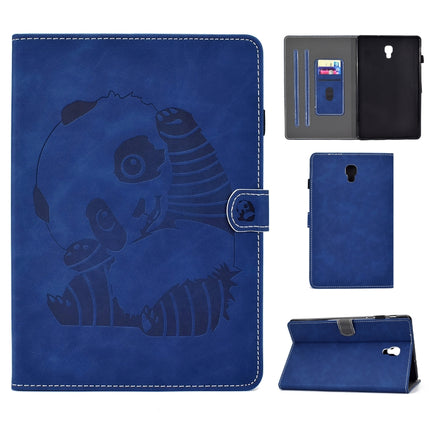 For Galaxy Tab A 10.5 T590 Embossing Sewing Thread Horizontal Painted Flat Leather Case with Sleep Function & Pen Cover & Anti Skid Strip & Card Slot & Holder(Blue)-garmade.com