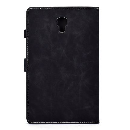 For Galaxy Tab A 10.5 T590 Embossing Sewing Thread Horizontal Painted Flat Leather Case with Sleep Function & Pen Cover & Anti Skid Strip & Card Slot & Holder(Black)-garmade.com
