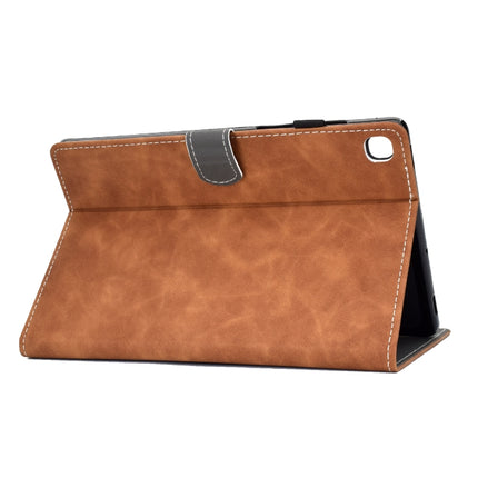 For Galaxy Tab S5e T720 Embossing Sewing Thread Horizontal Painted Flat Leather Case with Sleep Function & Pen Cover & Anti Skid Strip & Card Slot & Holder(Brown)-garmade.com