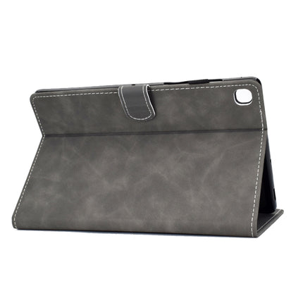 For Galaxy Tab S5e T720 Embossing Sewing Thread Horizontal Painted Flat Leather Case with Sleep Function & Pen Cover & Anti Skid Strip & Card Slot & Holder(Gray)-garmade.com