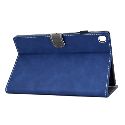 For Galaxy Tab S5e T720 Embossing Sewing Thread Horizontal Painted Flat Leather Case with Sleep Function & Pen Cover & Anti Skid Strip & Card Slot & Holder(Blue)-garmade.com