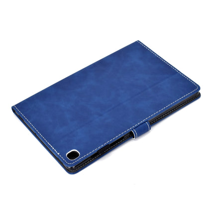 For Galaxy Tab S5e T720 Embossing Sewing Thread Horizontal Painted Flat Leather Case with Sleep Function & Pen Cover & Anti Skid Strip & Card Slot & Holder(Blue)-garmade.com