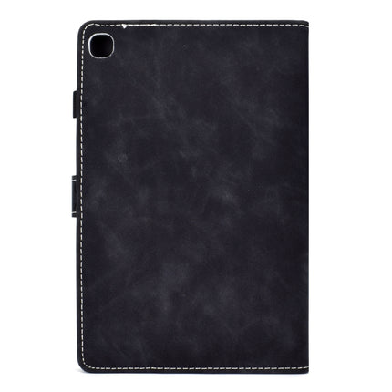 For Galaxy Tab S5e T720 Embossing Sewing Thread Horizontal Painted Flat Leather Case with Sleep Function & Pen Cover & Anti Skid Strip & Card Slot & Holder(Black)-garmade.com
