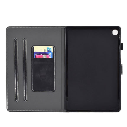 For Galaxy Tab S5e T720 Embossing Sewing Thread Horizontal Painted Flat Leather Case with Sleep Function & Pen Cover & Anti Skid Strip & Card Slot & Holder(Black)-garmade.com