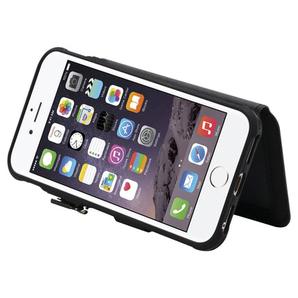 For iPhone 6 Zipper Shockproof Protective Case with Card Slots & Bracket & Photo Holder & Wallet Function(Black)-garmade.com