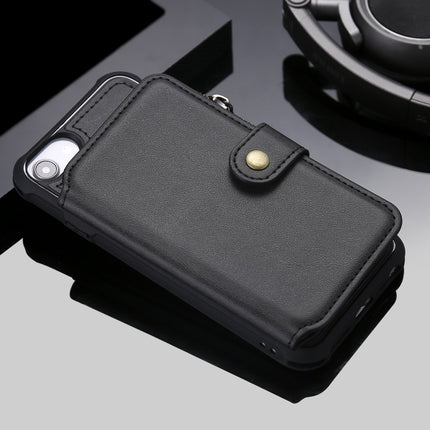 For iPhone 6 Zipper Shockproof Protective Case with Card Slots & Bracket & Photo Holder & Wallet Function(Black)-garmade.com