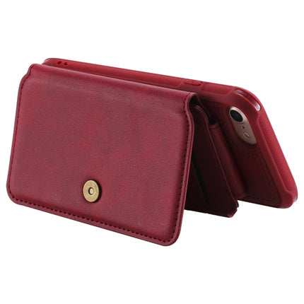 For iPhone 6 Zipper Shockproof Protective Case with Card Slots & Bracket & Photo Holder & Wallet Function(Red)-garmade.com