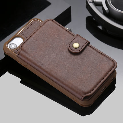 For iPhone 6 Zipper Shockproof Protective Case with Card Slots & Bracket & Photo Holder & Wallet Function(Coffee)-garmade.com