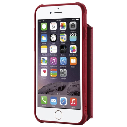 For iPhone SE 2020 / 8 / 7 Zipper Shockproof Protective Case with Card Slots & Bracket & Photo Holder & Wallet Function(Red)-garmade.com