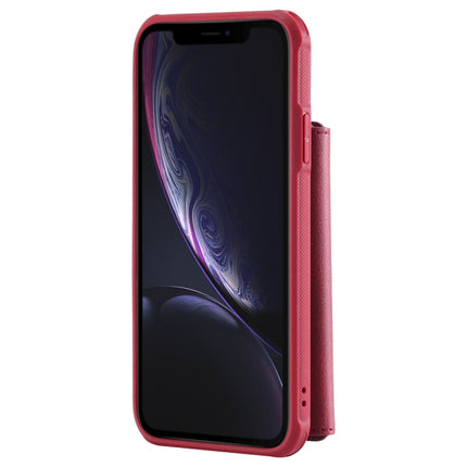 For iPhone XR Zipper Shockproof Protective Case with Card Slots & Bracket & Photo Holder & Wallet Function(Red)-garmade.com