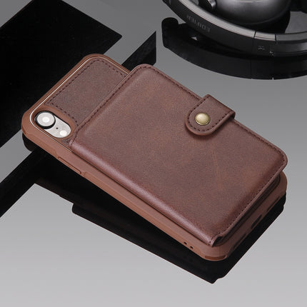 For iPhone XR Zipper Shockproof Protective Case with Card Slots & Bracket & Photo Holder & Wallet Function(Coffee)-garmade.com