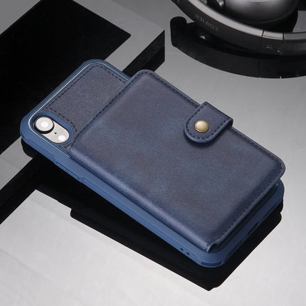 For iPhone XR Zipper Shockproof Protective Case with Card Slots & Bracket & Photo Holder & Wallet Function(Blue)-garmade.com