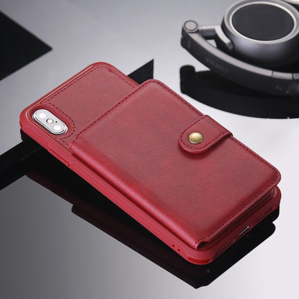 For iPhone XS Max Zipper Shockproof Protective Case with Card Slots & Bracket & Photo Holder & Wallet Function(Red)-garmade.com