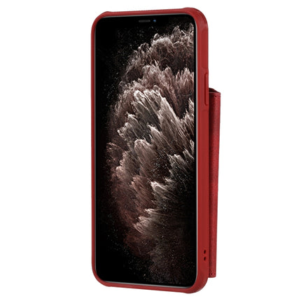 For iPhone 11 Pro Max Zipper Shockproof Protective Case with Card Slots & Bracket & Photo Holder & Wallet Function(Red)-garmade.com