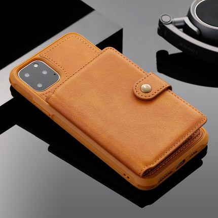 For iPhone 11 Pro Max Zipper Shockproof Protective Case with Card Slots & Bracket & Photo Holder & Wallet Function(Brown)-garmade.com