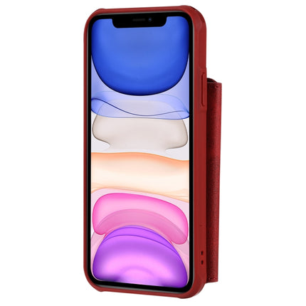For iPhone 11 Zipper Shockproof Protective Case with Card Slots & Bracket & Photo Holder & Wallet Function(Red)-garmade.com