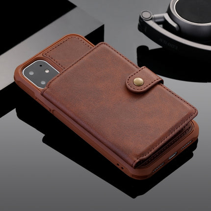 For iPhone 11 Zipper Shockproof Protective Case with Card Slots & Bracket & Photo Holder & Wallet Function(Coffee)-garmade.com