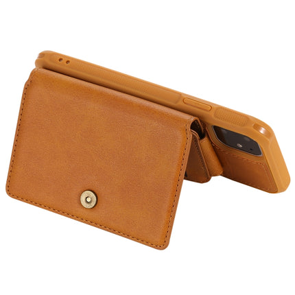 For iPhone 11 Zipper Shockproof Protective Case with Card Slots & Bracket & Photo Holder & Wallet Function(Brown)-garmade.com