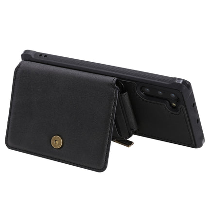 For Galaxy Note 10 Zipper Shockproof Protective Case with Card Slots & Bracket & Photo Holder & Wallet Function(Black)-garmade.com