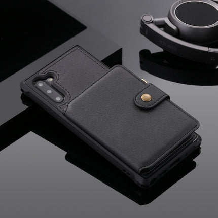For Galaxy Note 10 Zipper Shockproof Protective Case with Card Slots & Bracket & Photo Holder & Wallet Function(Black)-garmade.com
