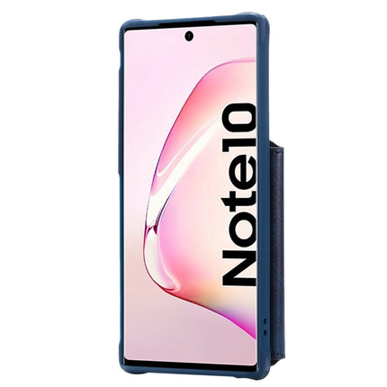 For Galaxy Note 10 Zipper Shockproof Protective Case with Card Slots & Bracket & Photo Holder & Wallet Function(Blue)-garmade.com