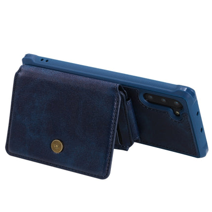 For Galaxy Note 10 Zipper Shockproof Protective Case with Card Slots & Bracket & Photo Holder & Wallet Function(Blue)-garmade.com
