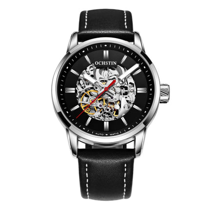 OCHSTIN 62001B Master Series Hollow Mechanical Men Watch(Silver-Black)-garmade.com