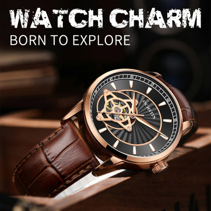 OCHSTIN 62001C Master Series Hollow Mechanical Men Watch(White-Brown)-garmade.com