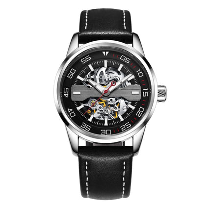 OCHSTIN 62002A Master Series Hollow Mechanical Men Watch(Silver-Black)-garmade.com