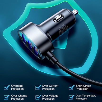 JOYROOM CL03 PRO 45W 5-ports USB Car Charging with Extended HUB(Black)-garmade.com