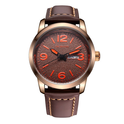 Ochstin 6047B Business Style Quartz Men Leather Watch(Coffee+Coffee)-garmade.com