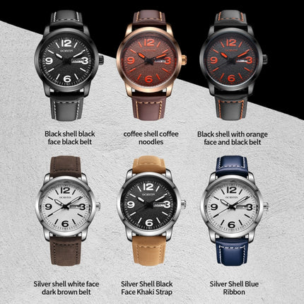 Ochstin 6047B Business Style Quartz Men Leather Watch(Coffee+Coffee)-garmade.com