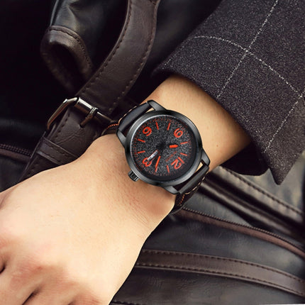 Ochstin 6047B Business Style Quartz Men Leather Watch(Silver+Khaki)-garmade.com