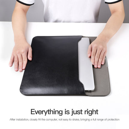 For 13.3 / 13.6 / 14 inch Laptop Ultra-thin Leather Laptop Sleeve(Black)-garmade.com