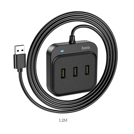 hoco HB31 Easy 4 in 1 USB to USB2.0x4 Converter, Cable Length:1.2m(Black)-garmade.com