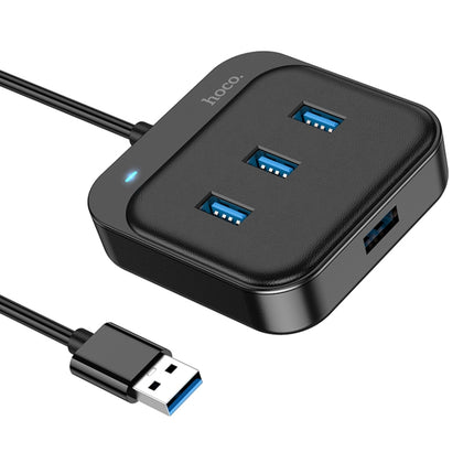 hoco HB31 Easy 4 in 1 USB to USB3.0x4 Converter, Cable Length:0.2m(Black)-garmade.com