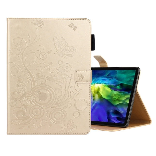 For iPad Pro 11 (2020) Butterflies Embossing Pattern Horizontal Flip Leather Tablet Case with Holder & Card Slot(Gold)-garmade.com
