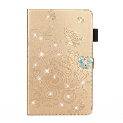 For iPad Pro 11 (2020) Diamond Encrusted Butterflies Embossing Pattern Horizontal Flip Leather Tablet Case with Holder & Card Slot(Gold)-garmade.com
