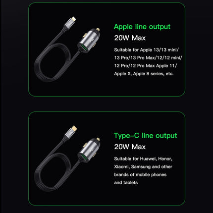 TOTUDESIGN 20W USB Car Fast Charging, Cable Length: 1.2m, Interface:8 Pin(Grey)-garmade.com
