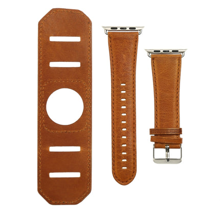 For Apple Watch 5 & 4 40mm / 3 & 2 & 1 38mm Crazy Horse Texture Bracelet Watchband(Light Brown)-garmade.com