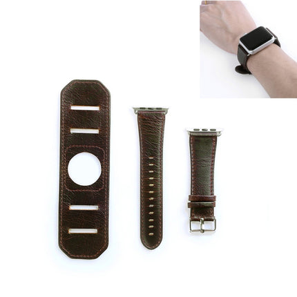 For Apple Watch 5 & 4 40mm / 3 & 2 & 1 38mm Crazy Horse Texture Bracelet Watchband(Dark Brown)-garmade.com