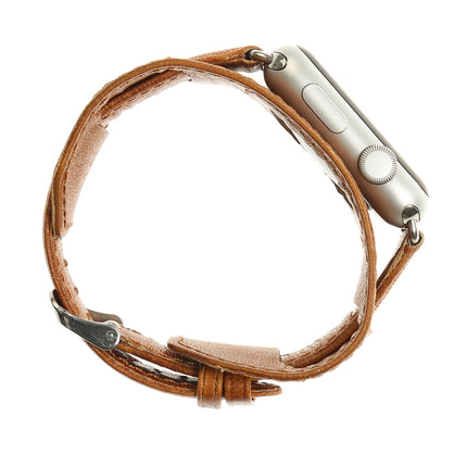 For Apple Watch 5 & 4 44mm / 3 & 2 & 1 42mm Crazy Horse Texture Bracelet Watchband(Light Brown)-garmade.com
