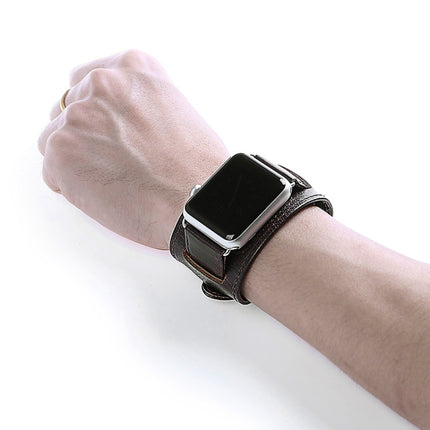 For Apple Watch 5 & 4 44mm / 3 & 2 & 1 42mm Crazy Horse Texture Bracelet Watchband(Dark Brown)-garmade.com