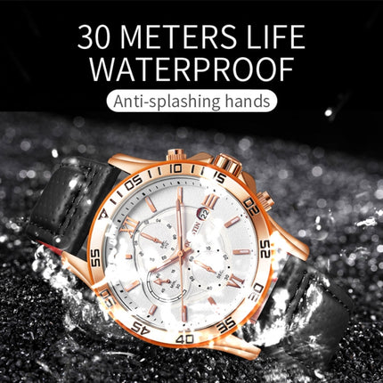 OCHSTIN 6068A Multifunctional Quartz Waterproof Luminous Men Watch(Rose Gold+Brown)-garmade.com